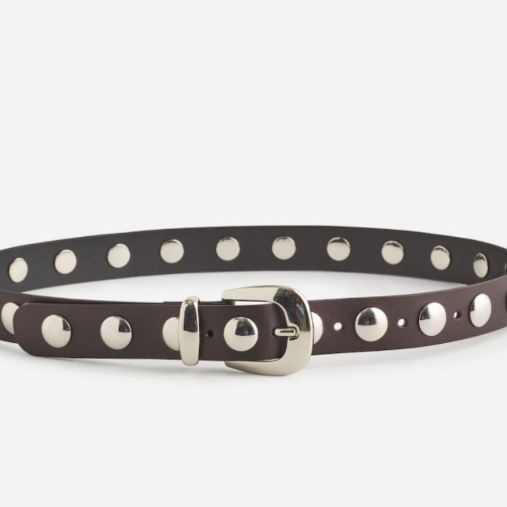 Madewell Studded Western Belt Black with Silver Accents - Size Small